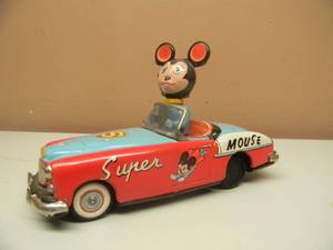 lot 103 image: VINTAGE TIN LITHO TOY SUPER MOUSE MADE IN JAPAN - NICE - AWESOME PIECE - RARE - SEE PICTURES