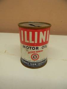 lot 122 image: VINTAGE ILLINI MOTOR OIL ADVERTISING CAN BANK - NICE - 3 - SEE PICTURES