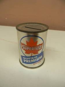 lot 123 image: VINTAGE SUPERTEST SUPER PREMIUM MOTOR OIL ADVERTISING CAN BANK - NICE - 3 - SEE PICTURES