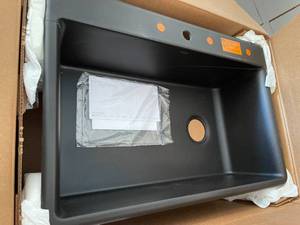 lot 43 image: Kennon Dual Mount Neoroc Granite Composite 33 in. 1-Hole Single Bowl Kitchen Sink in Matte Black by KOHLER