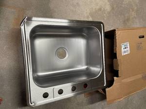 lot 68 image: Drop-In Stainless Steel 25 in. 4-Hole Single Bowl Kitchen Sink by Glacier Bay