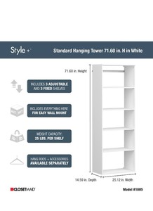 lot 64 image: Style 25 in. W White Hanging Wood Closet Tower by ClosetMaid