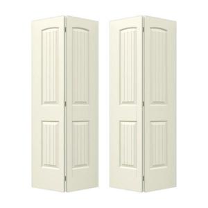 lot 58 image: 36 in. x 80 in. Santa Fe Vanilla Painted Smooth MoldedComposite MDF Closet Bi-fold Door