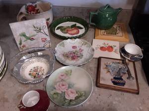 lot 46 image: Lot Of Vintage Dishes & Trivets, McCoy Tea Pot