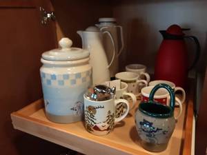lot 59 image: Cookie Jar, Coffee Mugs, Coffee Servers