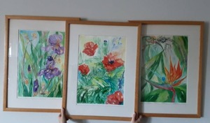 lot 99 image: 3-Original Hand Painted Watercolors 21x27
