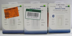 lot 913 image: 3-Pack Leviton Decora Digital Smart SwitchTimers with Bluetooth