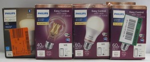 lot 923 image: Lot of 4 Philips Hue Wi-Fi Light Bulbs