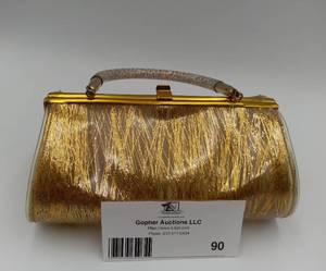 Incredible Vintage Vinyl Fleck Gold Lucite Purse with Lucite Handle