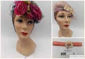 1920-1940s Antique Hats and Original French Novelty Flapper Face Garter Belt  (Valued $200)