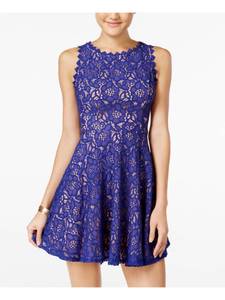 Size 5 Blue City Triangles Vintage Lace Mini Cocktail Dress