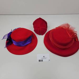 Womens Red Hat Collection-3 Hats