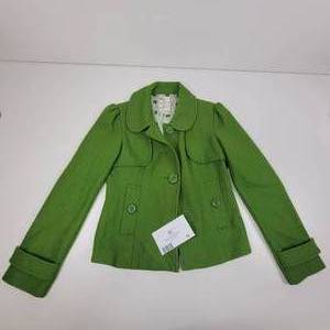 Retro-Look Womens Medium Tulle Green Wool JacketNEW