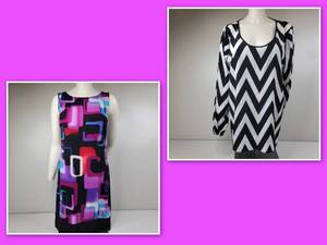 Bold Womens Collection- (1) Xtra-Large Studio Y Black and With Striped Top-Size , (1) AB Studio Medium Pucci-Look Dress