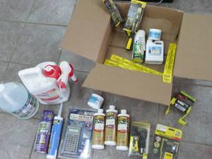 Box of chemicals and hardware...