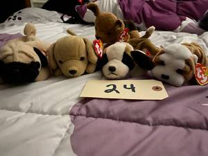 lot 24 image: 5 dog Beanie Babies Wrinkles style ...