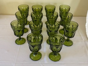lot 77 image: Vintage Olive Green Stemware