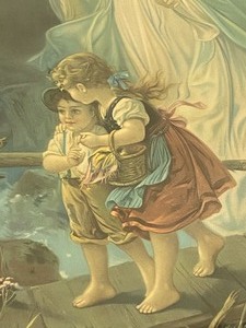 lot 95 image: Wonderful Vintage Guardian Angel Framed Print