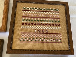 lot 97 image: Four Framed Hand Crafted Cross Stitch Items
