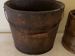 lot 143 image: Two Primitive Wooden Buckets