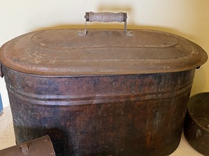 lot 187 image: Vintage Items are Fun Includes Copper Boiler and More