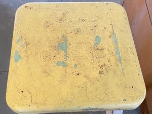 lot 196 image: Farmhouse Metal Stool w Wood Top