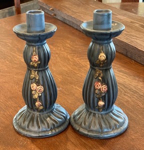 lot 219 image: Pair of Vintage Weller Candle Holders