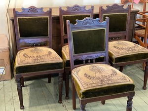 lot 215 image: Four 1900s Carved Mahogany Chairs