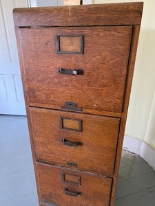 lot 230 image: Four Drawer Oak File Cabinet