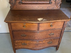lot 228 image: 1900s Carved Oak Dresser
