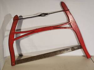 lot 239 image: Red Vintage Hand Saw