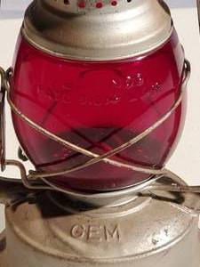 lot 256 image: Vintage Red Glass Railroad Latern From Minneapolis, MN