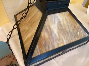lot 375 image: Vintage Slag Glass Hanging Light Fixture