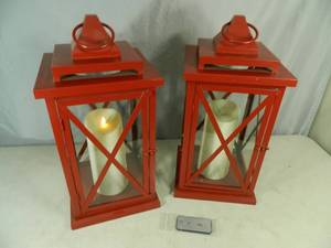 lot 75 image: Pair of Luminara Flameless Candles with Lanterns