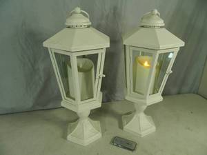 lot 93 image: Pair of Luminara Flameless Candles with Lanterns