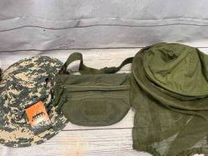 lot 64 image: Boonie Hat, Bug Hat, Combat Tactical Pack