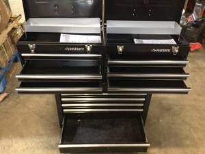 lot 13 image: Lot of 3 Husky Tool boxes  one in like new condition 2- have damage see pictures