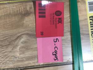 lot 20 image: Lot of 5 Traffic Master Natural Pecan 7 mm Thick x 7-23 in. Wide x 50-58 in. Length Laminate Flooring (24.17 sq. ft.  case) not used