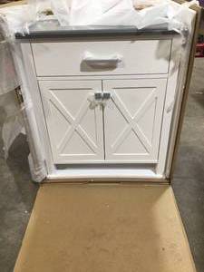 lot 24 image: Ainsley 30 in. W x 22 in. D Vanity in White with Cultured Stone Vanity Top in Grey with White Basin damaged vanity top see pictures