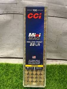 lot 28 image: 100 Rounds .22 Mini Mag Copper Plated Ammo Ammunition