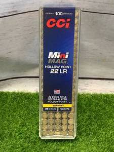 lot 52 image: 100 Rounds .22 Mini Mag Copper Plated Ammo Ammunition