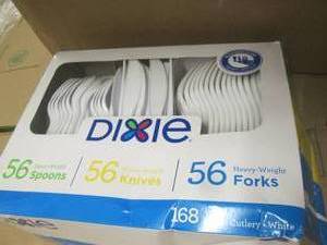 lot 25 image: box of office misc  dixie cutlery ,...