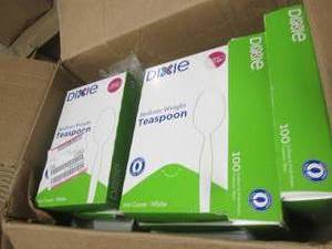lot 161 image: 8 boxes of dixie spoons ...