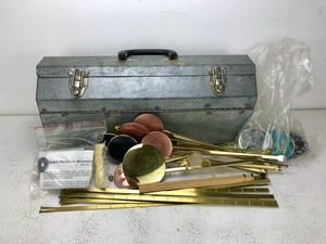 lot 10 image: Vintage - Large Pendulum Clock Parts  Metal Tool Box