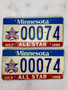 lot 45 image: Vintage - 1985 Twins MLB All-Star Game - License Plates
