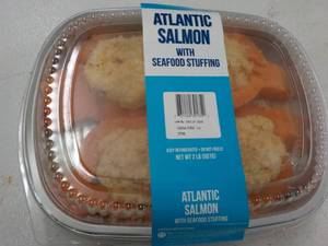 lot 218 image: 2 lb. pkg Frozen Atlantic Salmon wi...