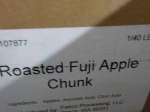 lot 239 image: 40 lb. Box Frozen Roasted Fuji Appl...
