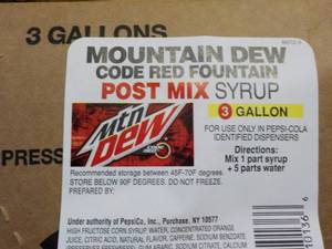 lot 267 image: 3 Gallon Mountain Dew Code Red Foun...