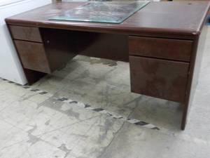 lot 285 image: Commercial Desk with Beveled Glass ...
