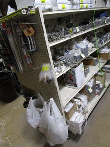 lot 534 image: Double Sided Gondola Shelving 12 Long 46 Wide 68 Tall (contents not included)